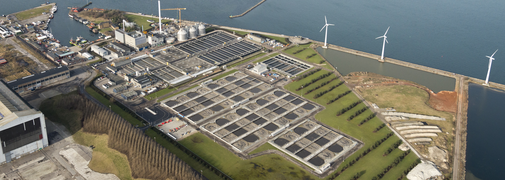 Aerial view of the Lynetten WWTP